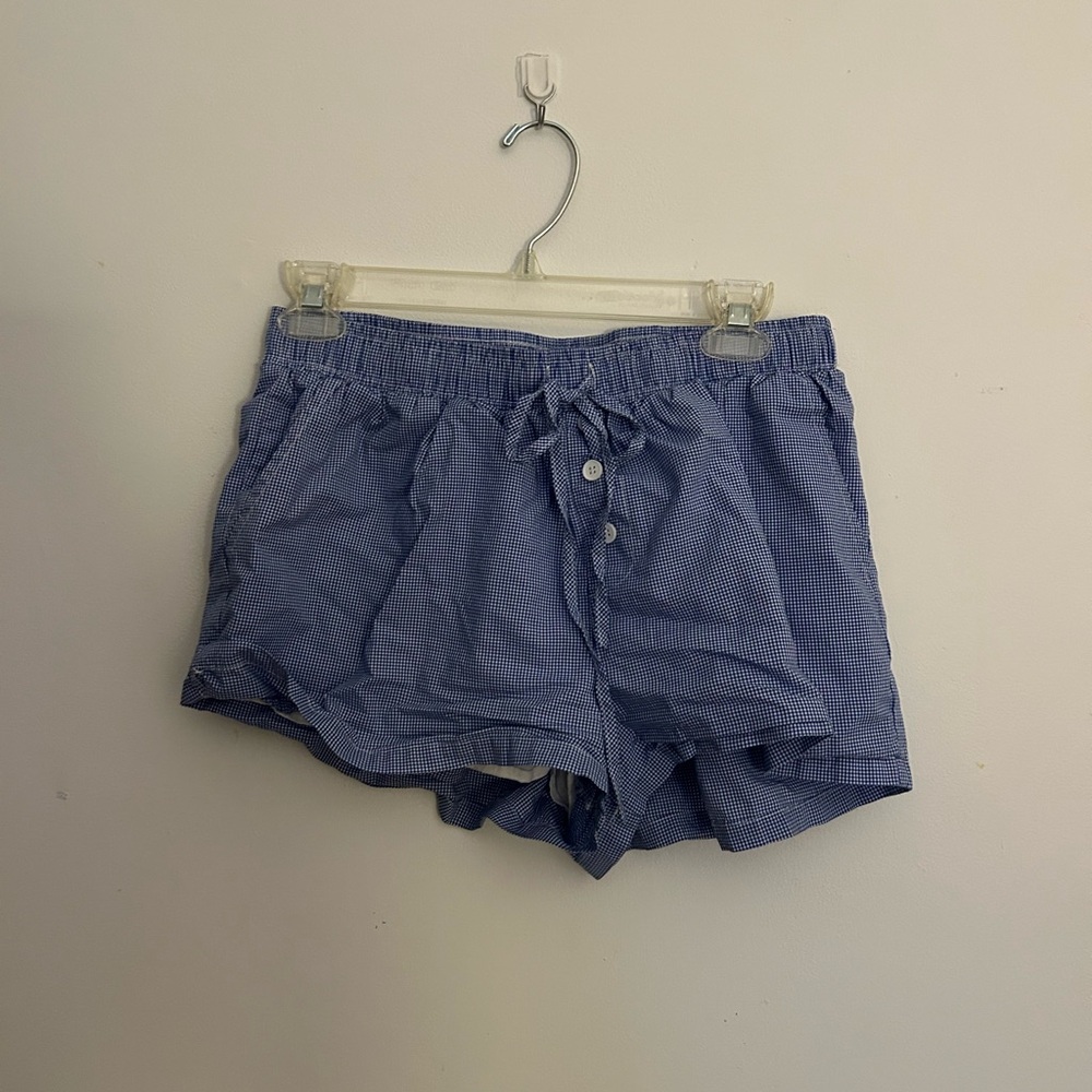 Le Lis High Waist Blue Checkered Shorts